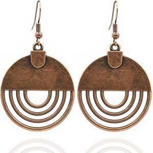 Boho Teardrop Earrings Copper Bohemian Dangle Unique Shape Trendy Jewelry